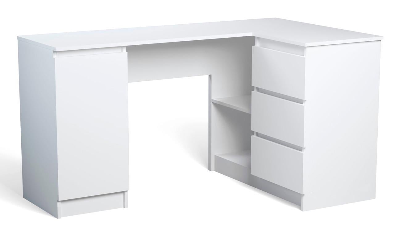 Письменный стол угловой Мебель-Сервис Bruklin 1Д3Ш правосторонний 155х85х76,6 см Белый (28511123)