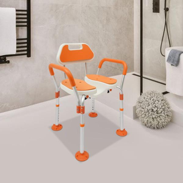 Сиденье для душа алюминиевый сплав 125 кг современный дизайн с регулировкой высоты 39-49 см Оранжевый - фото 5 Сиденье для душа алюминиевый сплав 125 кг современный дизайн с регулировкой высоты 39-49 см Оранжевый - фото 5