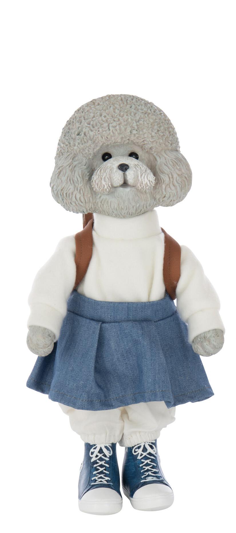 Статуэтка собачка в юбочке с рюкзаком дизайнерская J-LINE 25 см Серый Статуэтка собачка в юбочке с рюкзаком дизайнерская J-LINE 25 см Серый