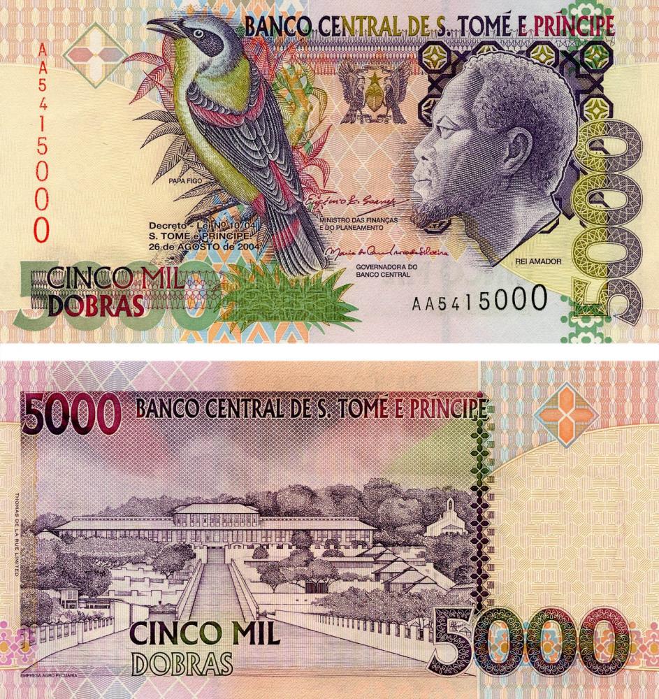 Коллекционная банкнота Сан-Томе и Принсипи 5000 добр 2004 UNC P65c (Б03645)