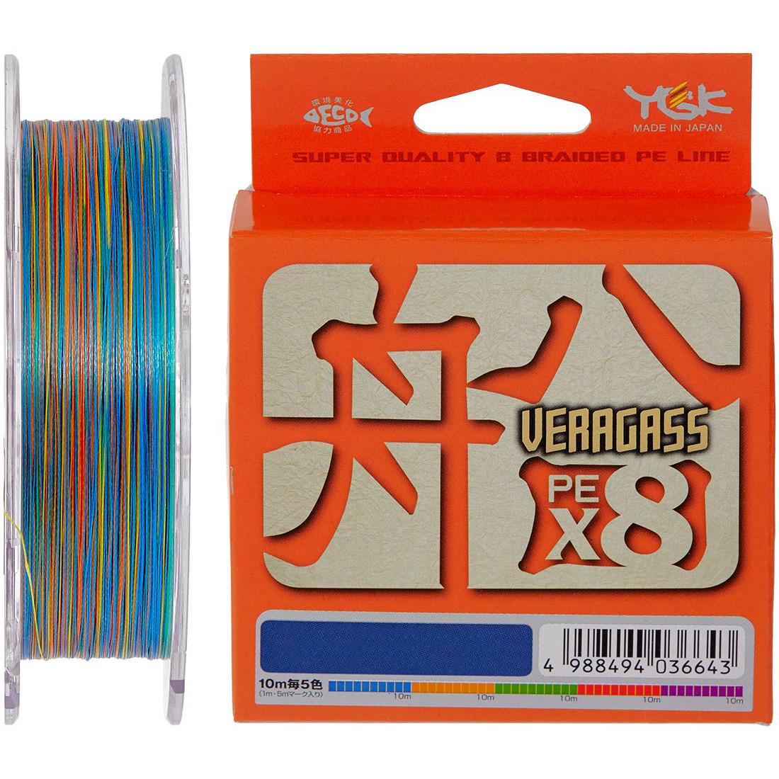 Шнур YGK Veragass Fune X8 #0,6/0,128 мм 14lb/5,2 кг 150 м Мультиколор (1400852312)