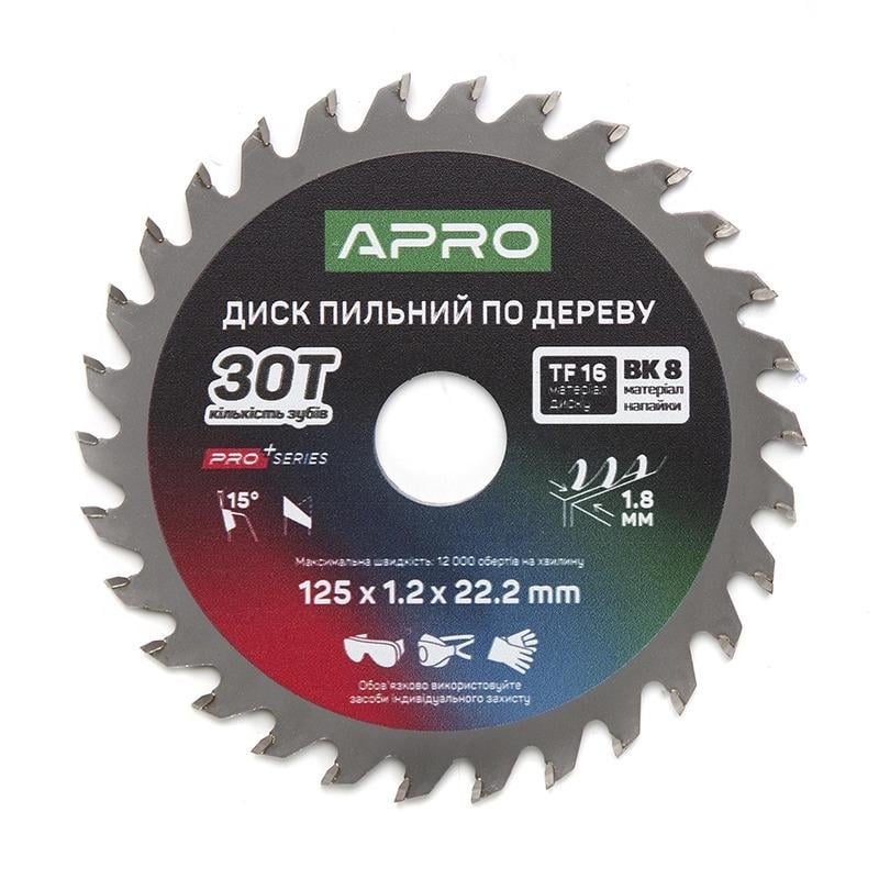 Диск пильный по дереву Apro PRO 125х22,2 мм 30T (830109)