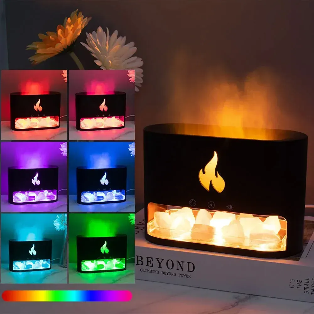 Увлажнитель воздуха соляная лампа 3в1 с USB и эффектом пламени Черный (234572287) - фото 2