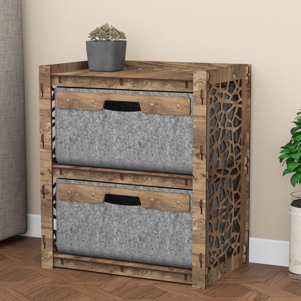 Тумба из дерева прикроватная Hexagonica Stones на 2 серых ящика 600х528х345 мм (111566) - фото 2 Тумба из дерева прикроватная Hexagonica Stones на 2 серых ящика 600х528х345 мм (111566) - фото 2