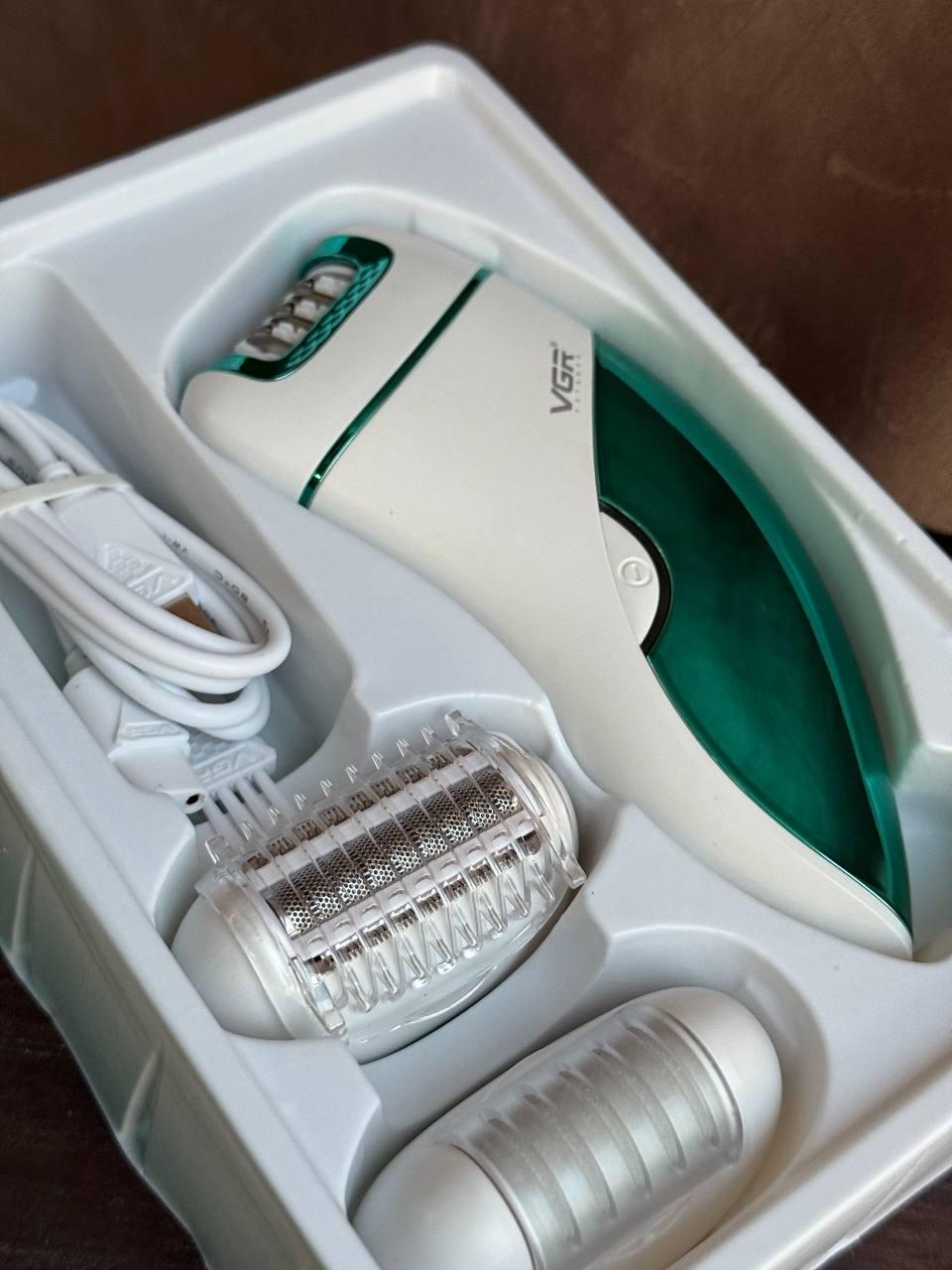 Епілятор жіночий VGR безпровідний 3в1 Зелений (V-731)