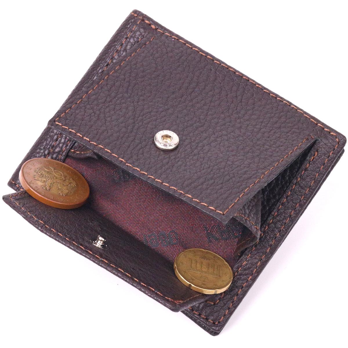 Зажим мужской с монетницей Karya Money Clip 21404 из натуральной кожи на магните 10,5х8,5х0,5 см Коричневый - фото 6