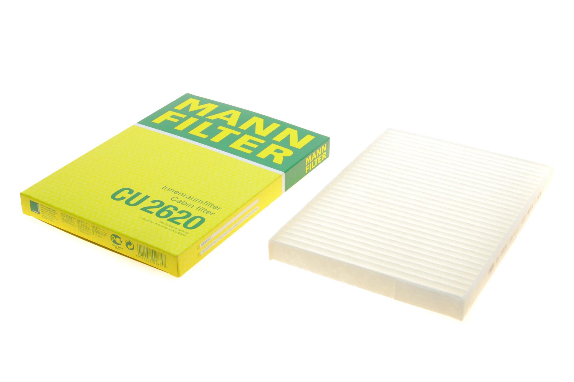Фильтр салона Mann-Filter для Renault Koleos 08- (CU 2620) Фильтр салона Mann-Filter для Renault Koleos 08- (CU 2620)