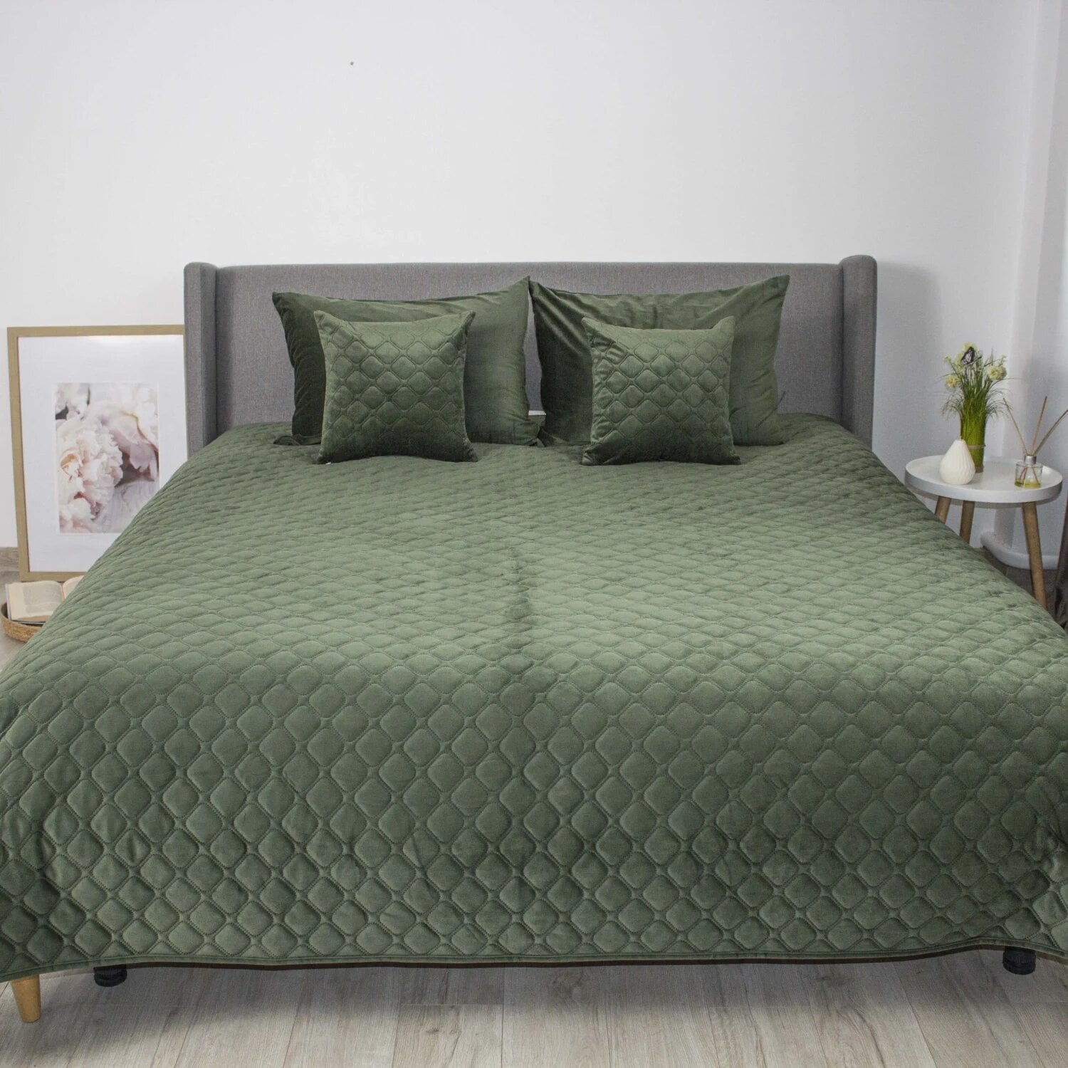 Покрывало ТЭП Velour Chive Ромб круглый велюр 180x240 см Темно-зеленый (11162) Покрывало ТЭП Velour Chive Ромб круглый велюр 180x240 см Темно-зеленый (11162)