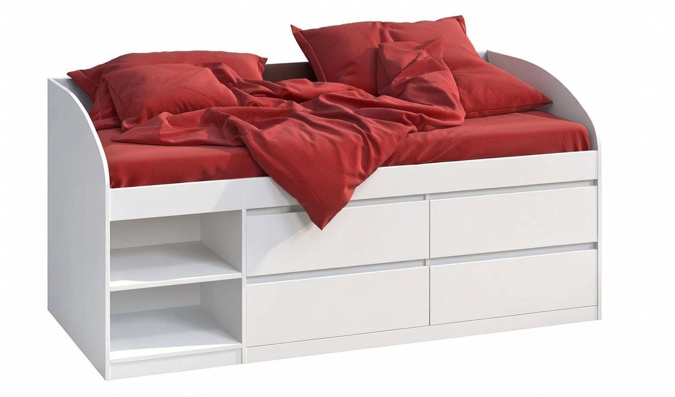 Кровать правосторонняя Мастер Форм Брайт 4 ящика односпальная 835х2032х840 мм спальное место 800х2000 мм Белый (30055)