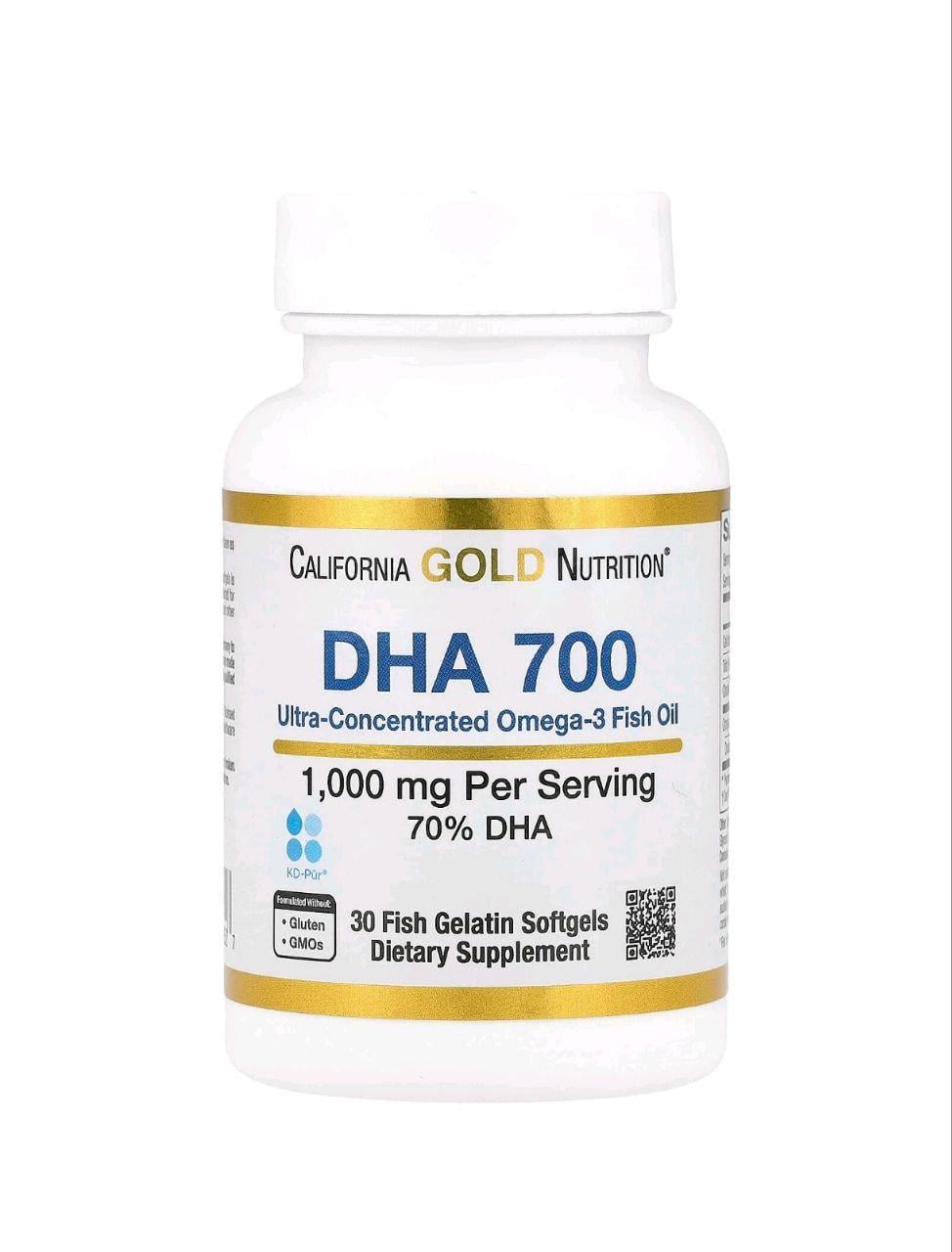 Вітаміни Омега 3 California Gold Nutrition DHA 700 1000 мг 30 капс. (3114С)