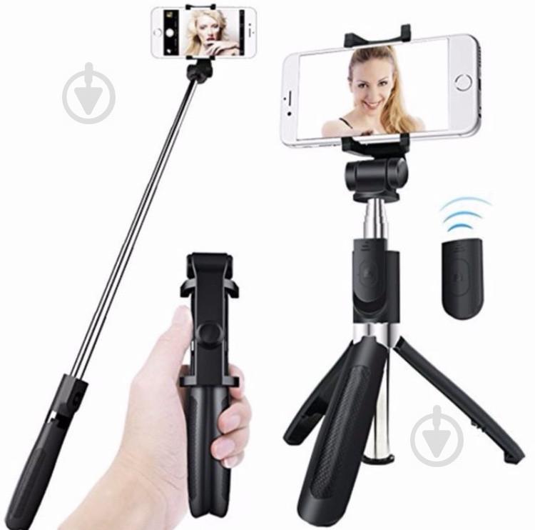 Трипод - тринога Selfie Stick Apexel L01 bluetooth Чорний (300466) - фото 4