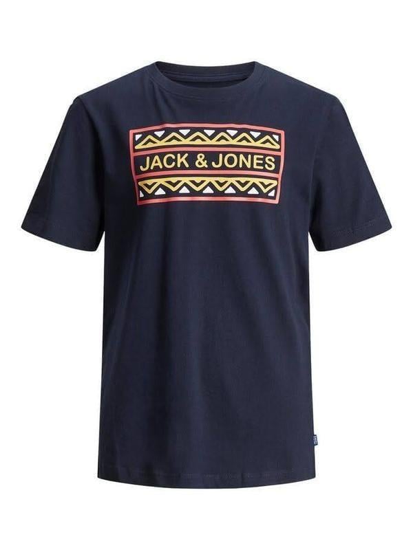 Футболка для хлопця Jack & Jones 12180260-2 з орнаментом 152 см Темно-синій (1934551503)