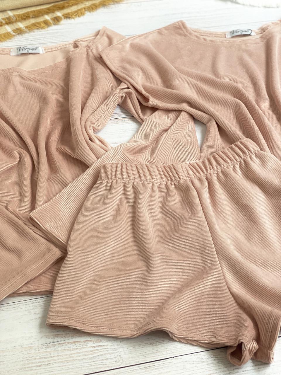 Піжама жіноча четвірка кофта/штани/майка/шорти з велюру S Пудровий (6666 S pink) - фото 7 Піжама жіноча четвірка кофта/штани/майка/шорти з велюру S Пудровий (6666 S pink) - фото 7