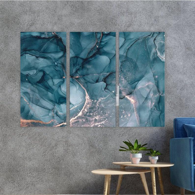 Модульная картина KIL Art Мрамор цвета моря на холсте из трех частей 156x100 см (M3_XL_335)