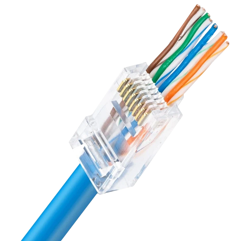 Конектор UTP RJ45 категорія 5e зі наскрізними отворами 100 шт. (3026364502)