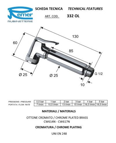 Набор для гигиенического душа Remer T30332OL - фото 5