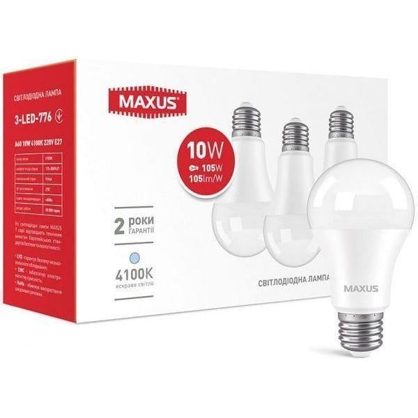 Набір світлодіодних ламп Maxus 3-LED-776 A60 10W 4100K E27 (27830148)