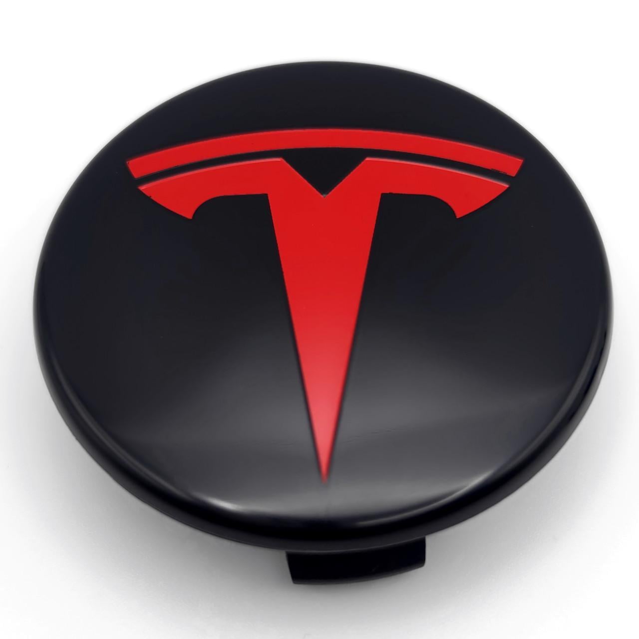 Ковпачок заглушка маточини колеса Tesla 56 мм Чорний/Червоний глянець (3078440038)