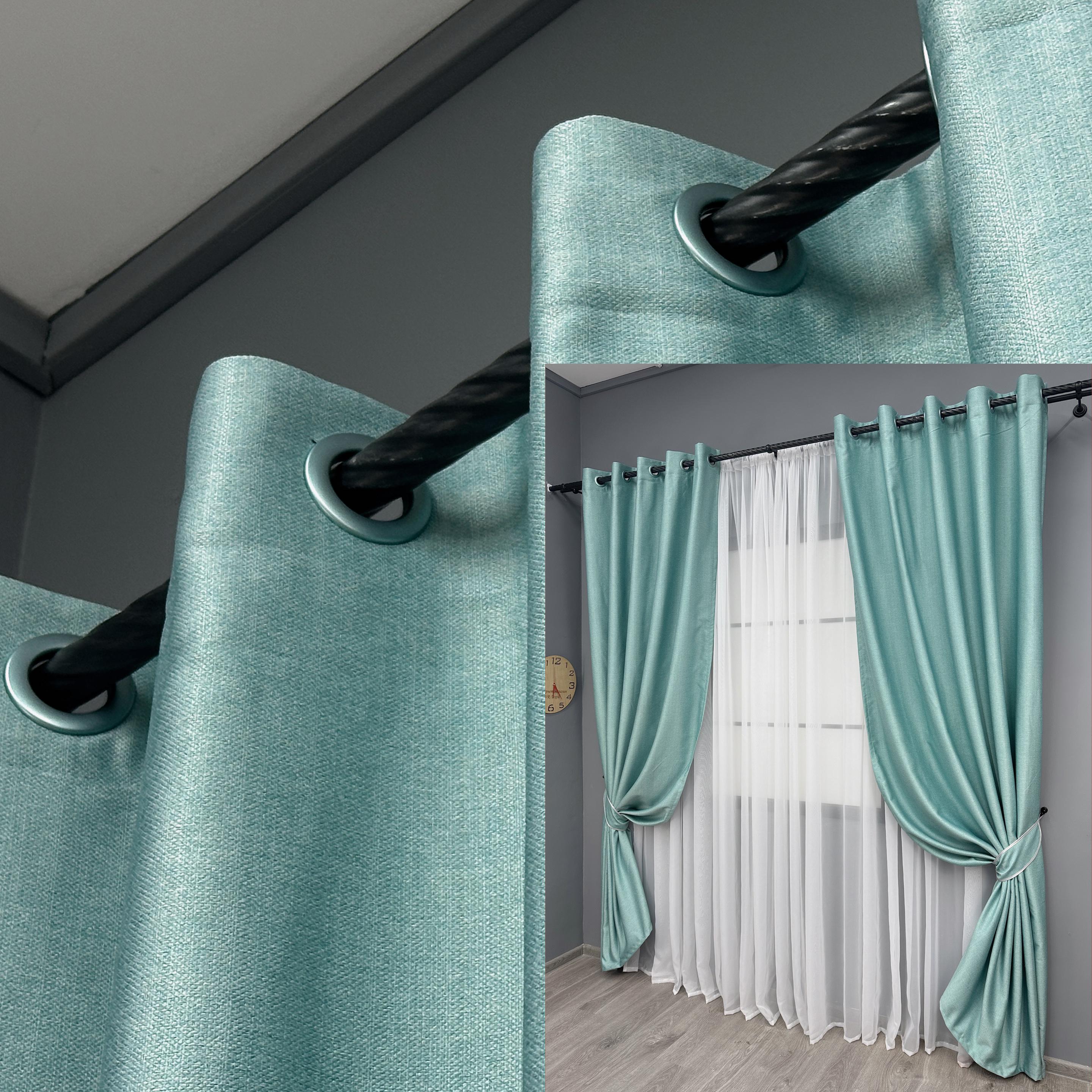 Комплект штор на люверсах VR-Textil Шенил однотонный № 1697ш 150х250 см 2 шт. Светло-бирюзовый (37-0236) - фото 4 Комплект штор на люверсах VR-Textil Шенил однотонный № 1697ш 150х250 см 2 шт. Светло-бирюзовый (37-0236) - фото 4