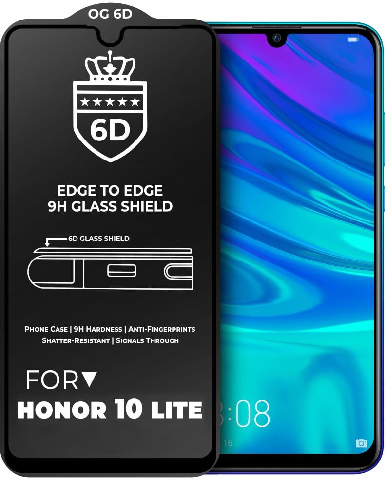 Защитное стекло 6D OG Crown Honor 10 Lite Black (20302)