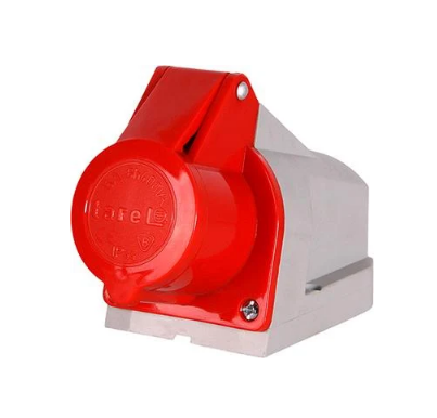 Силова розетка E.NEXT 3P+PE 16А 400 В стаціонарна IP44 Червоний (447)