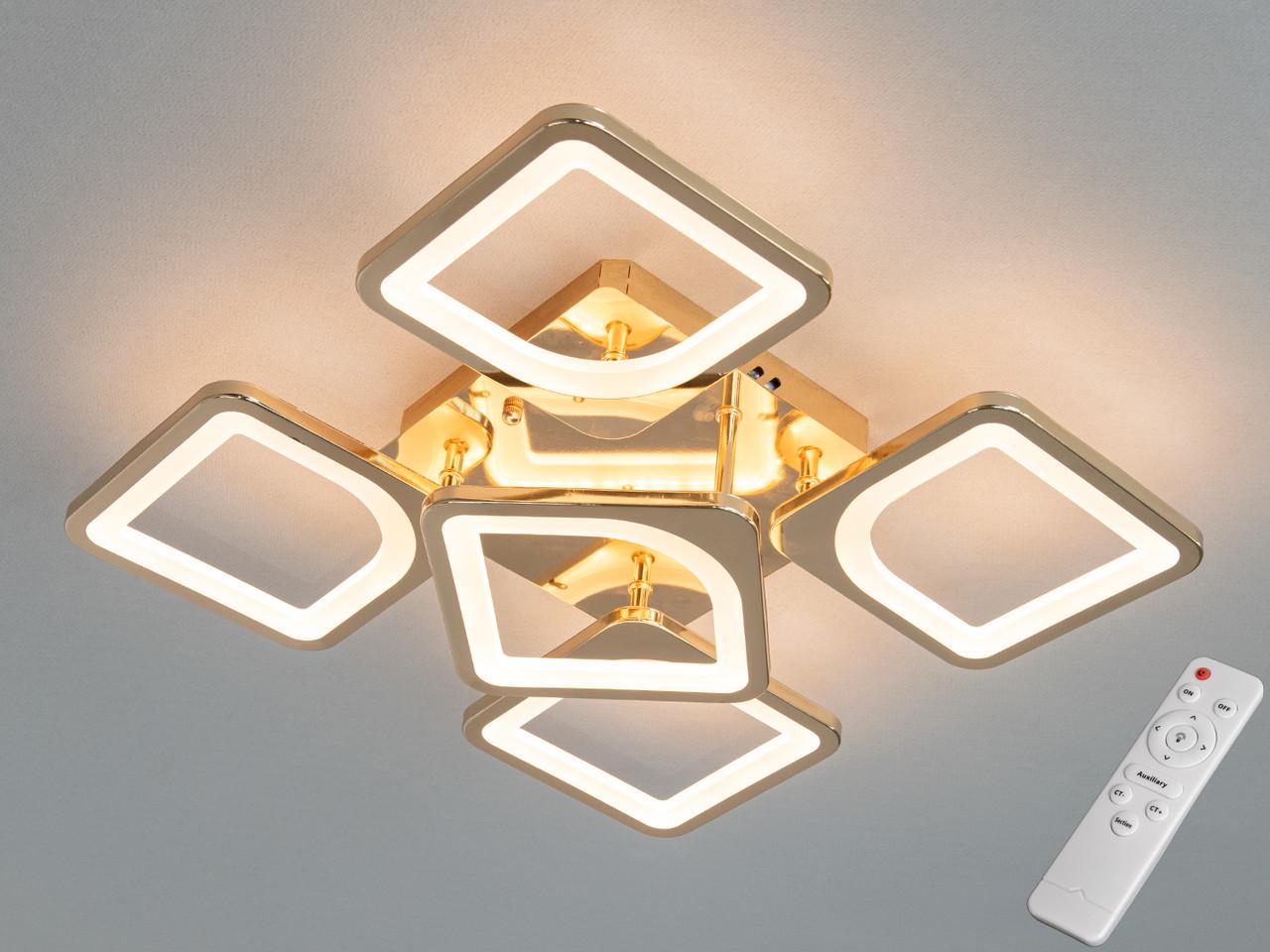 Люстра светодиодная EcoLed 72W S8060/4+1G Золотой