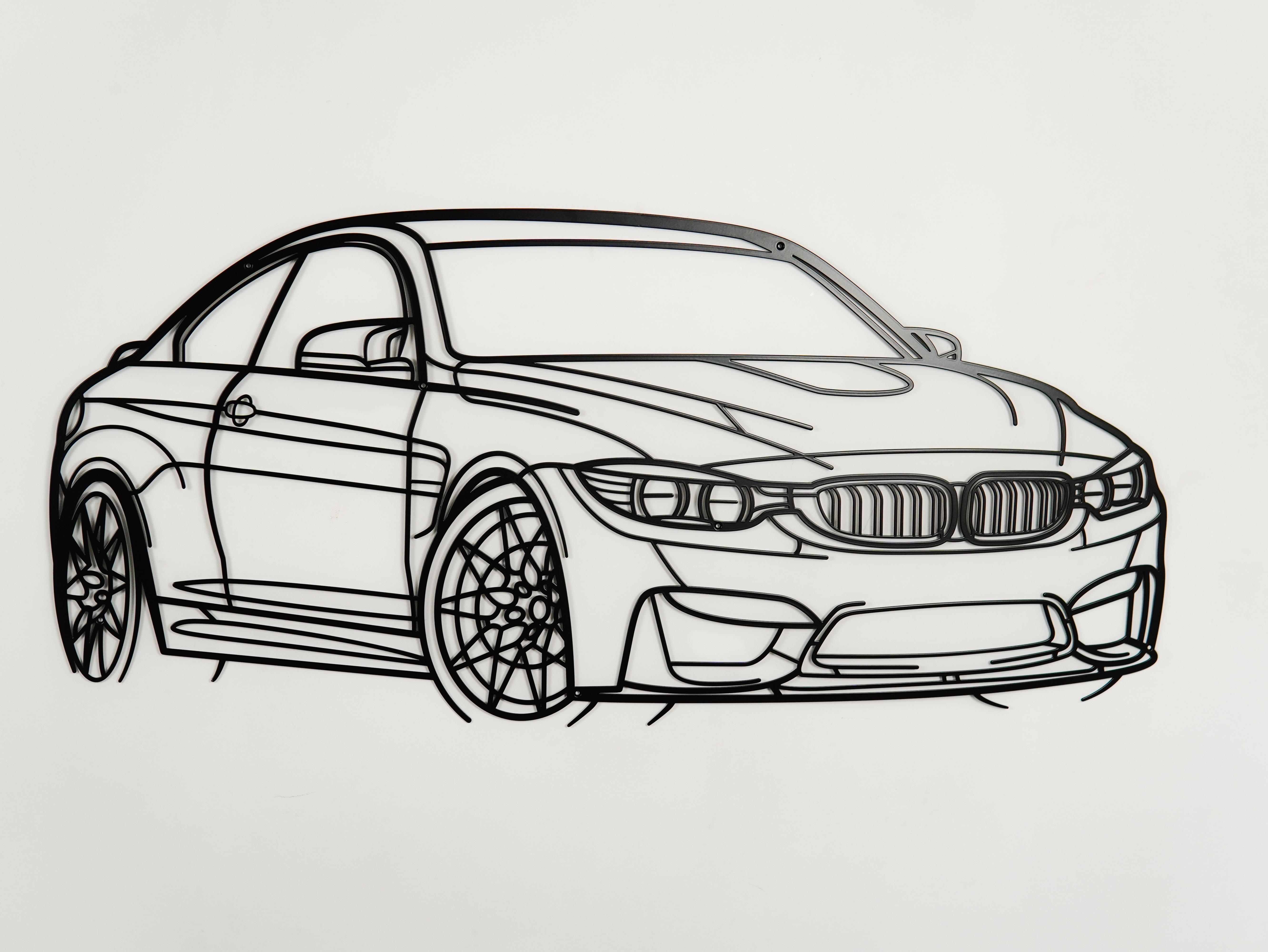 Декор на стену авто BMW M4 F82 из металла 100 см (auto173)