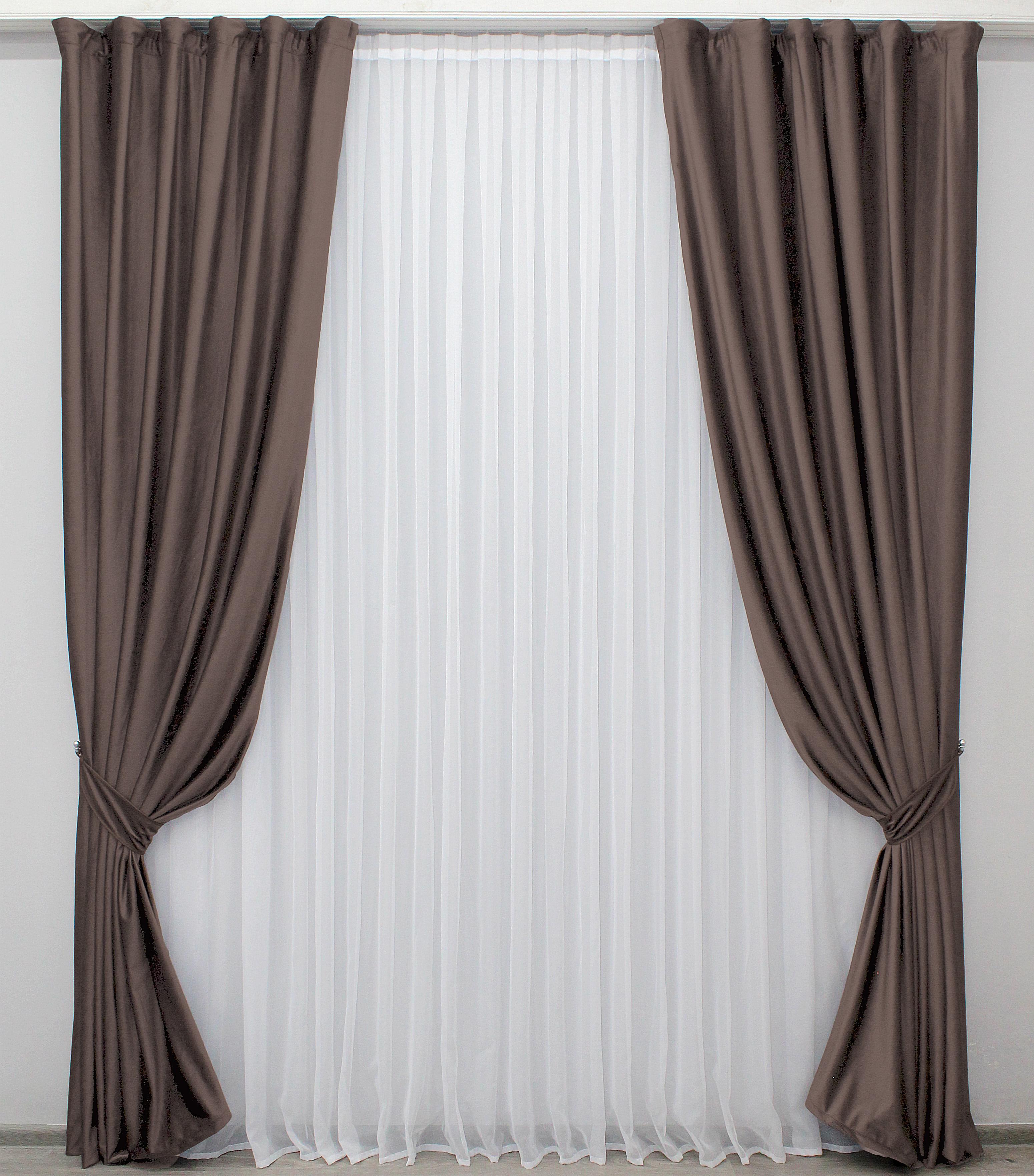 Комплект готовых штор VR-Textil Бархат Kadife № 1131ш 200х270 см 2 шт. Коричневый (32-030)