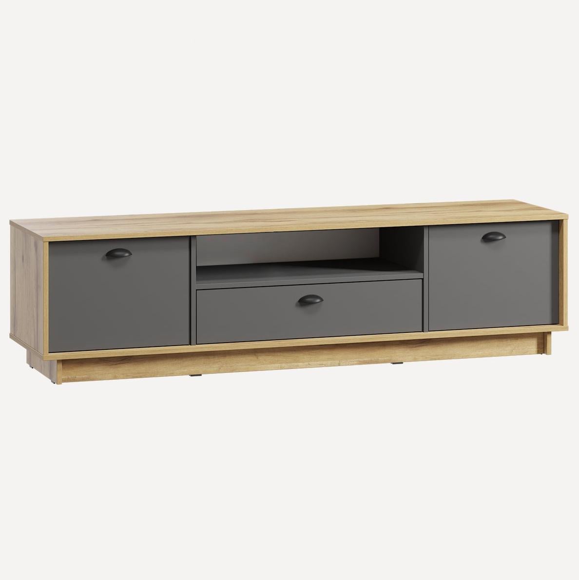 Тумба под телевизор с ящиком и дверями 1760x460x450 мм Дуб аппалачи/Антрацитовый (mk-4-ap-an)