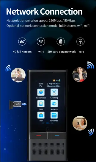 Переводчик голосовой электронный Boeleo Z6 W1 3.0 New 4G MiFi 138 языков 2080 мАч - фото 7