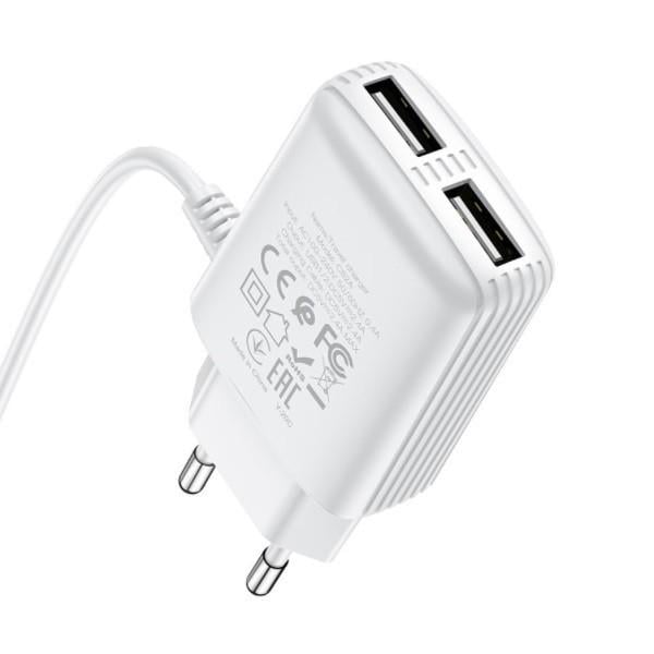 Зарядное устройство сетевое Hoco C82A Real power dual port USB Micro White Зарядное устройство сетевое Hoco C82A Real power dual port USB Micro White