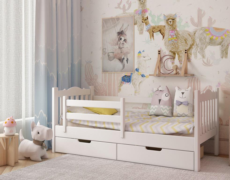 Кровать детская с ящиками STEMMA Азалия из натурального дерева сосна 90x200 см Белый (51966)