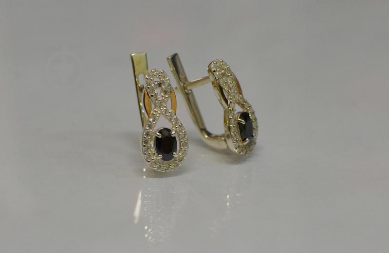 Серебряные серьги Sil с золотыми вставками 125s-13 Черный (Sil-797)