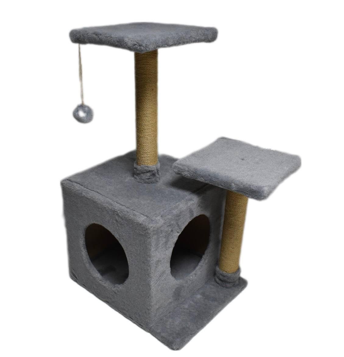 Будиночок-когтеточка з полицею Мася 46х36х80 см Сірий