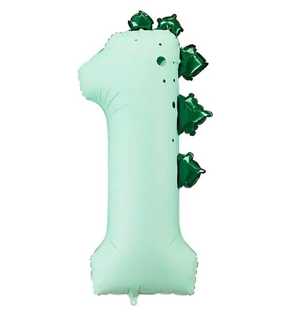 Воздушный шар PartyDeco Цифра 1 Динозаврик 92 см (32178432)