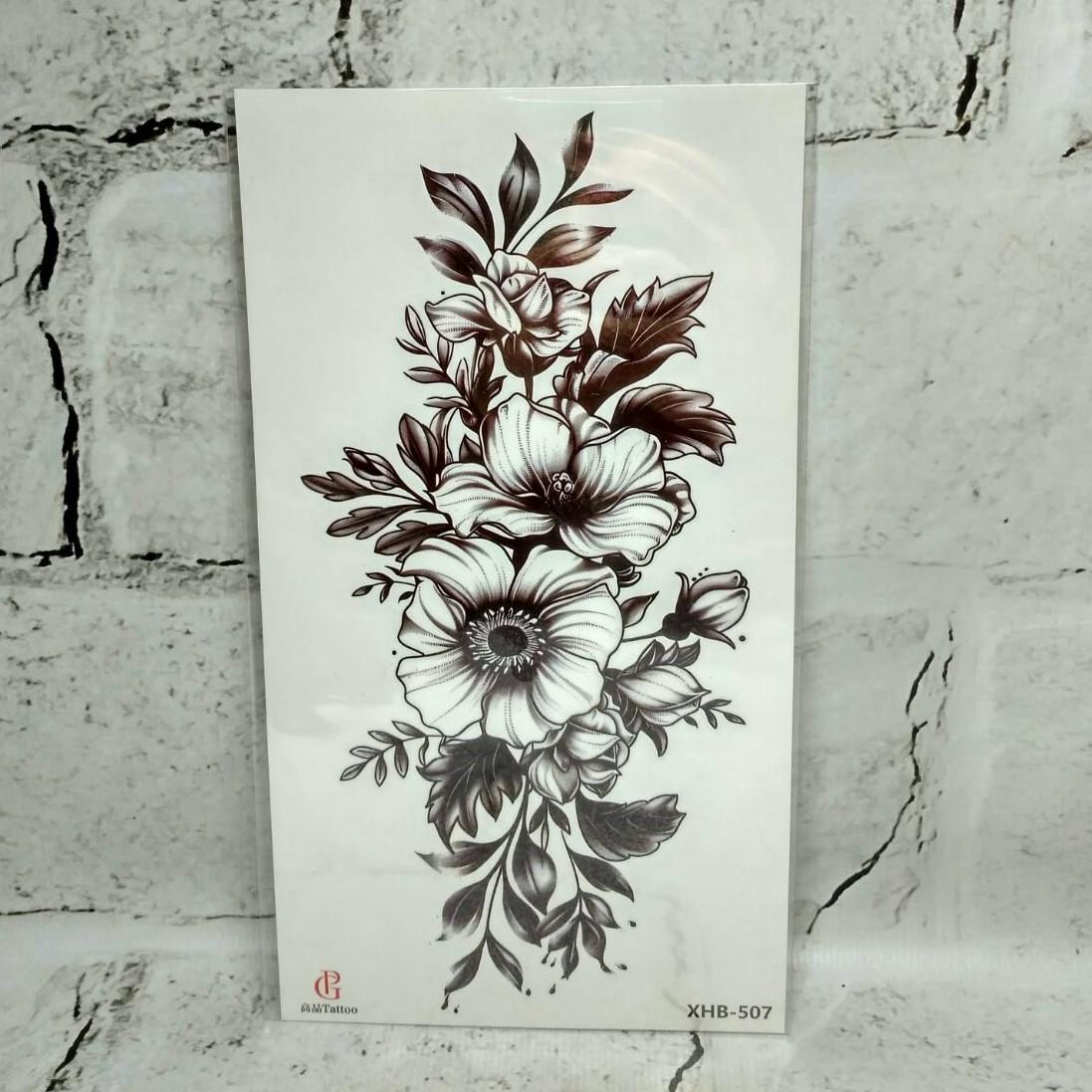 Тату временное Цветы лист 11,5x21 см (XHB-507)