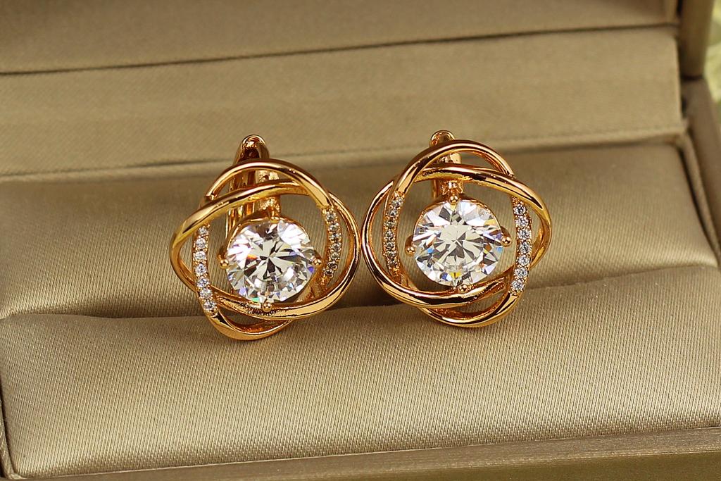 Серьги Xuping Jewelry Буря 1,7 см Золотистый (30472375)
