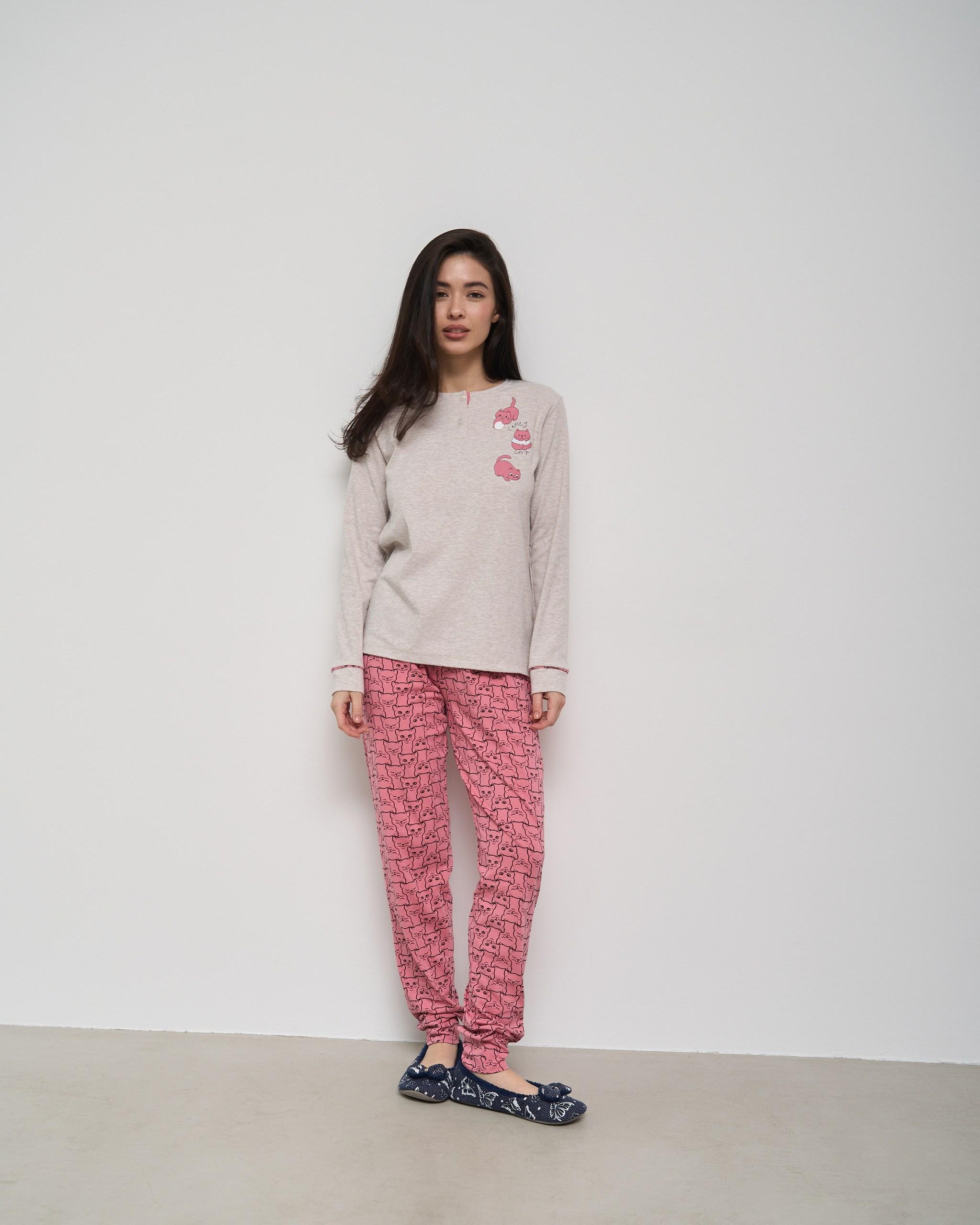 Пижама женская брюки и кофта Котики XL (96726)