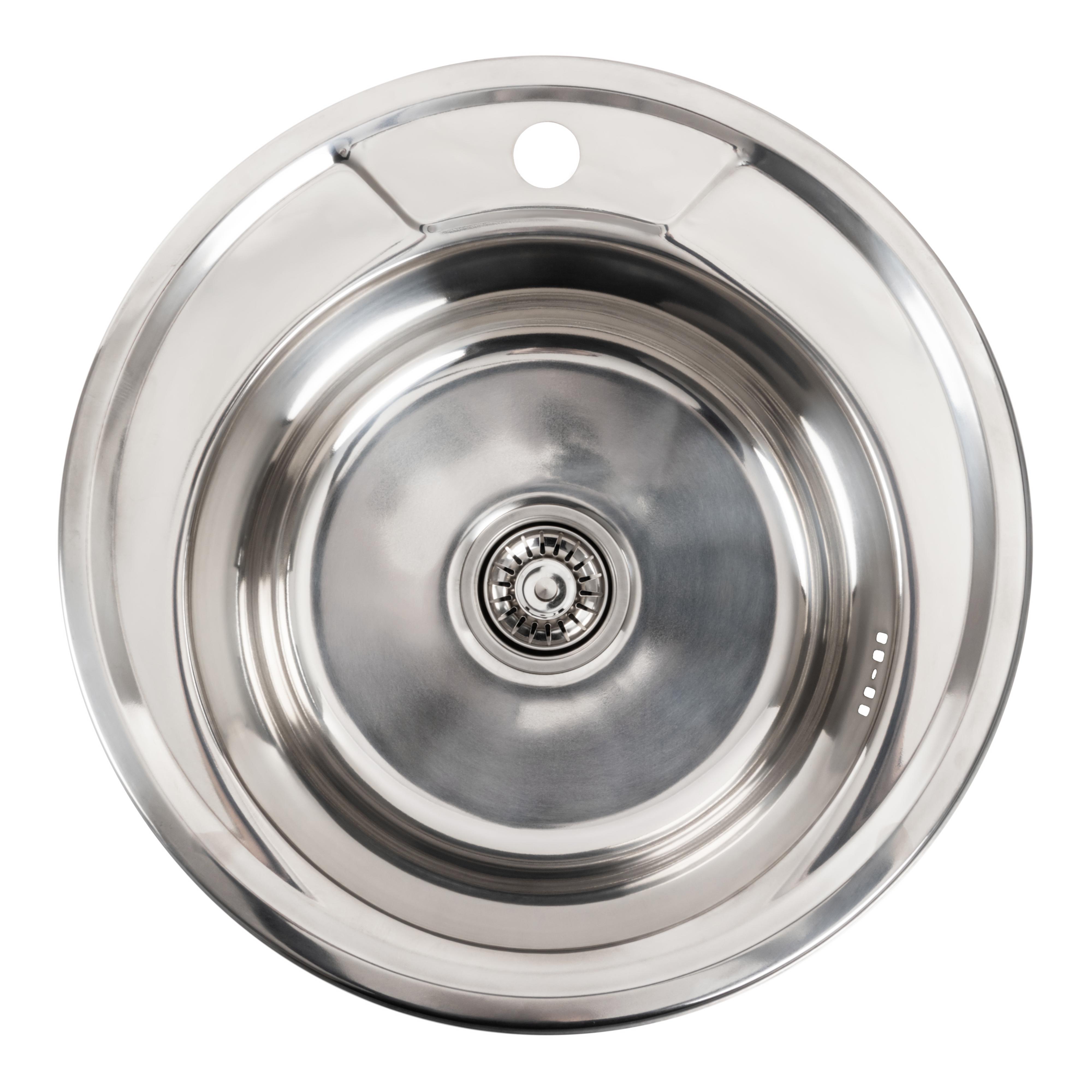 Мойка кухонная Platinum PLS-A261 из нержавеющей стали круглая 490x490 мм (151159)