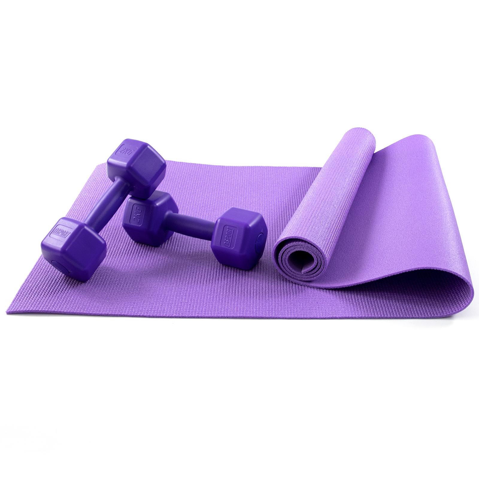 Килимок для йоги та фітнесу та гантелі для фітнесу 2 шт. по 2кг Osport Set 82 Фіолетово-фіолетовий (n-0112) - фото 1 Килимок для йоги та фітнесу та гантелі для фітнесу 2 шт. по 2кг Osport Set 82 Фіолетово-фіолетовий (n-0112) - фото 1