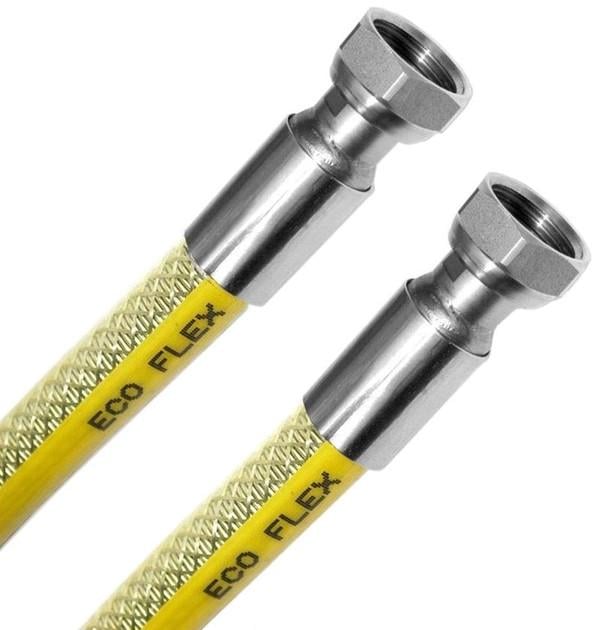Шланг для подключения сильфонный газовый Eco- Flex из нержавеющей стали 100 см гайка-гайка d 12 мм 1/2" газ/ЕВРО (GE1FF100)