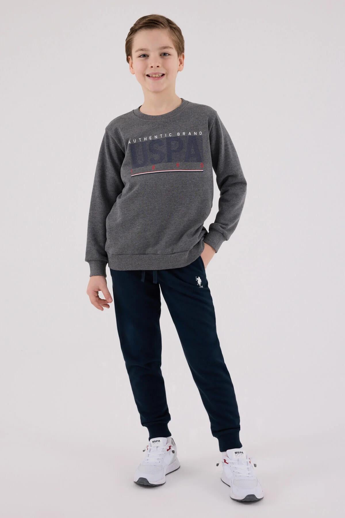 Костюм со свитшотом и брюками для мальчика U.S. Polo ASSN US2209-G 10-11 лет 146 см Серый/Синий (8684053420422)