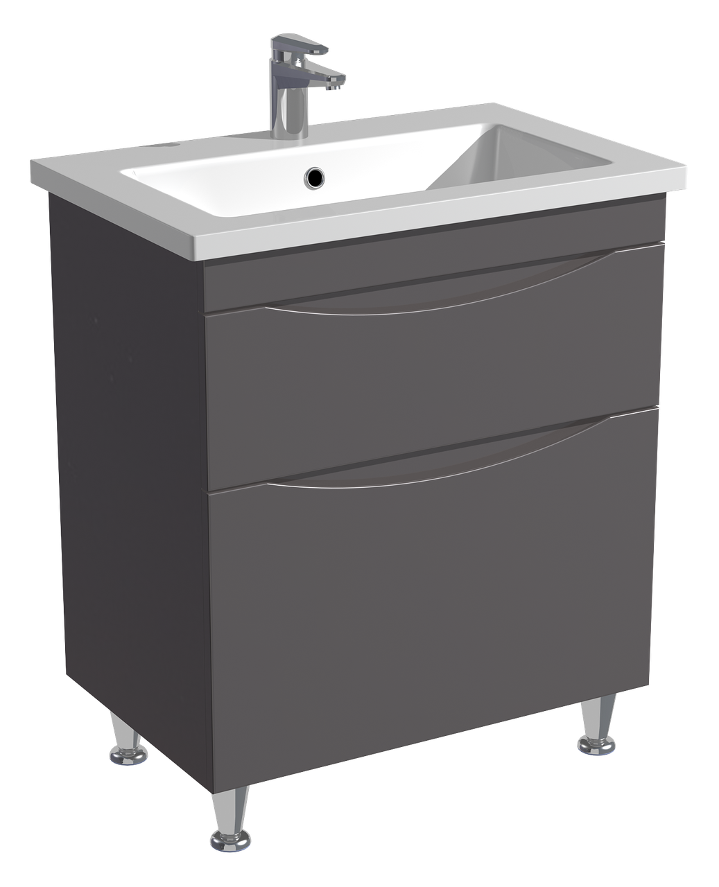 Тумба для підлоги Milleau Альфа 70 c умивальником Комо для ванної кімнати 70 см Графітовий