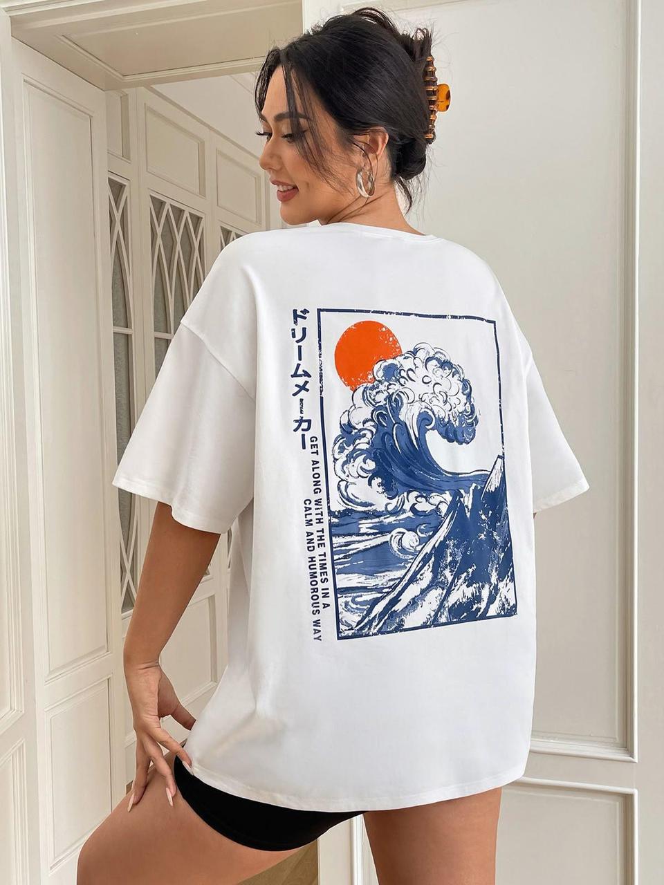 Футболка женская с принтом Pin-000-205 повседневная S Белый (2664082025)