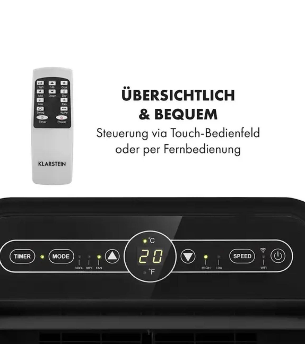 Кондиционер мобильный KLARSTEIN Metrobreeze New York 7000 BTU 7k 2,05 кВт 20 м2 Черный (10034681) - фото 5 Кондиционер мобильный KLARSTEIN Metrobreeze New York 7000 BTU 7k 2,05 кВт 20 м2 Черный (10034681) - фото 5