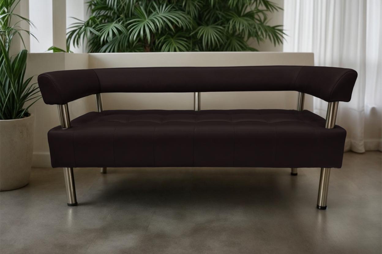 Диван офісний Tobi Sho Комфорт зі спинкою та підлокітниками 1800x530x750 мм шкірозамінник Темний шоколад (22311) - фото 2