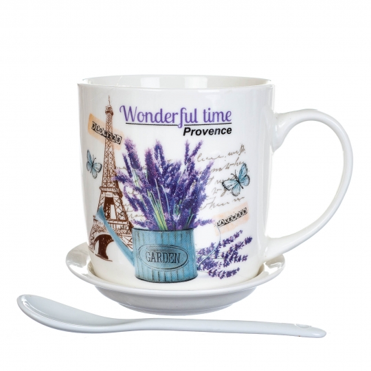 Чашка с блюдцем Париж с лавандой 300 мл (8201-028)