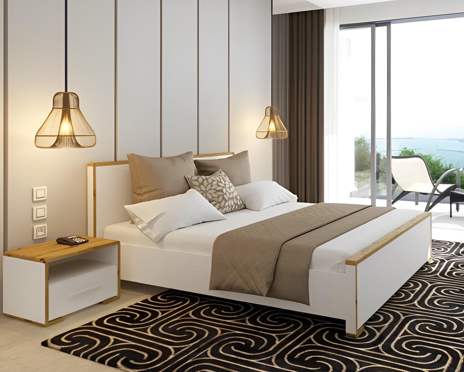 Кровать двуспальная Gerbor Holding Бука LOZ160 Нимфея альба/Дуб артизан