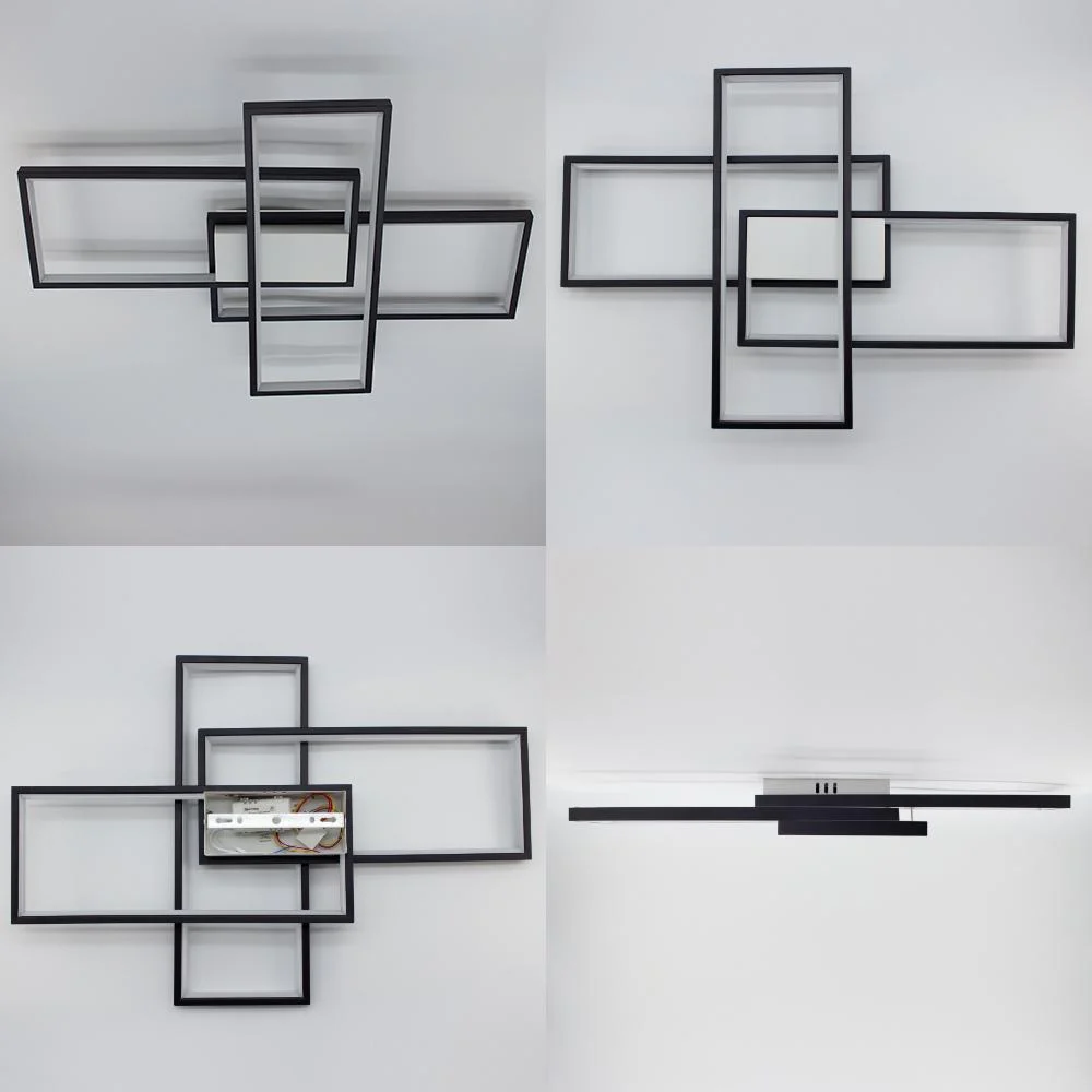 Люстра светодиодная ESLLSE SVEN 3S 85 Вт с пультом 690x470x80 мм Черно-белый - фото 9