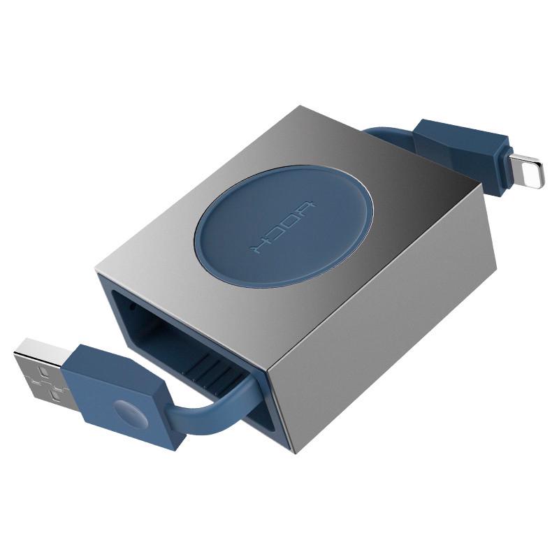 Кабель Lightning Retractable Rock RCB0547 для передачи данных 0,8 м Синий